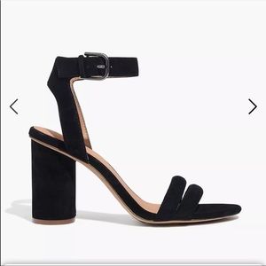$138 Madewell Rosalie Black Suede Ankle Strap High Heel Sandals